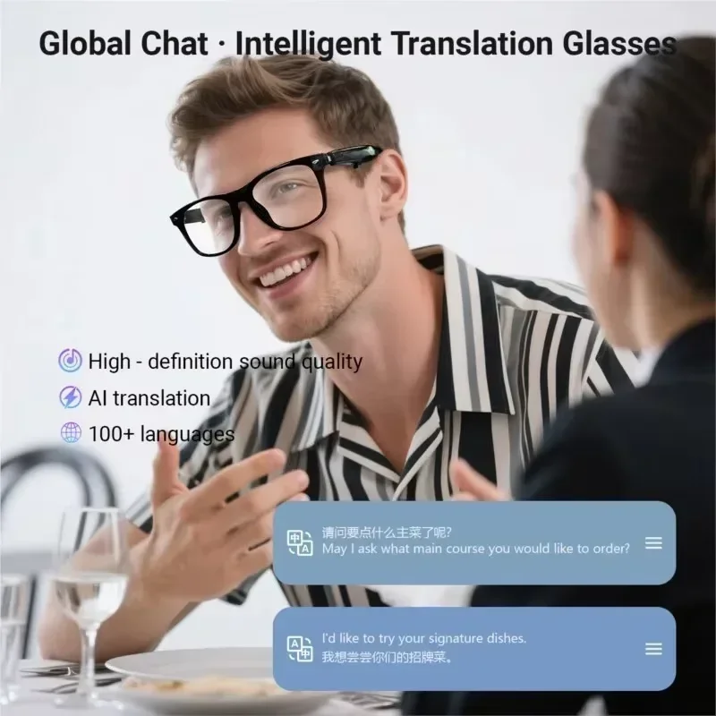 AI 스마트 안경 AI 번역 100개 이상 언어 지원 통화 수신 음악 통화 소음 감소 라이트 BT TWS 안경