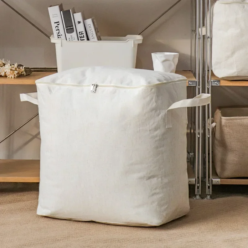 Thickened Large Cotton Storage Bag Linen Bag Quilt Storage Zipper Portable Moisture-proof Clothing Organizer  Under Bed Storage 3