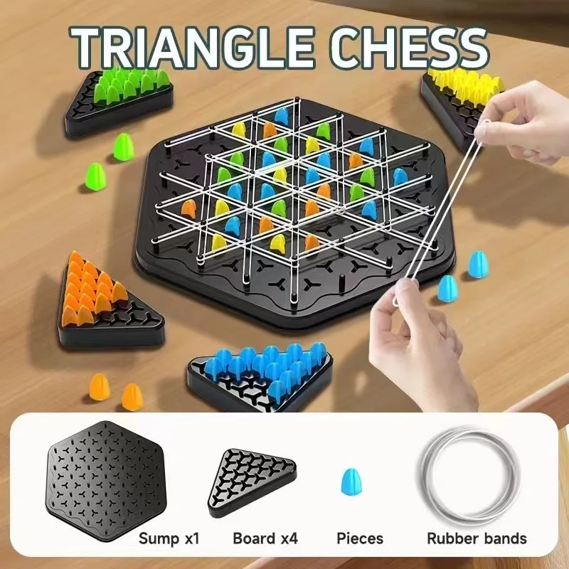 Geometry Chain Chess Puzzle Triangle Chess Game Rubber Band Training Family Interaction Exercise Thinking For Kids Gifts