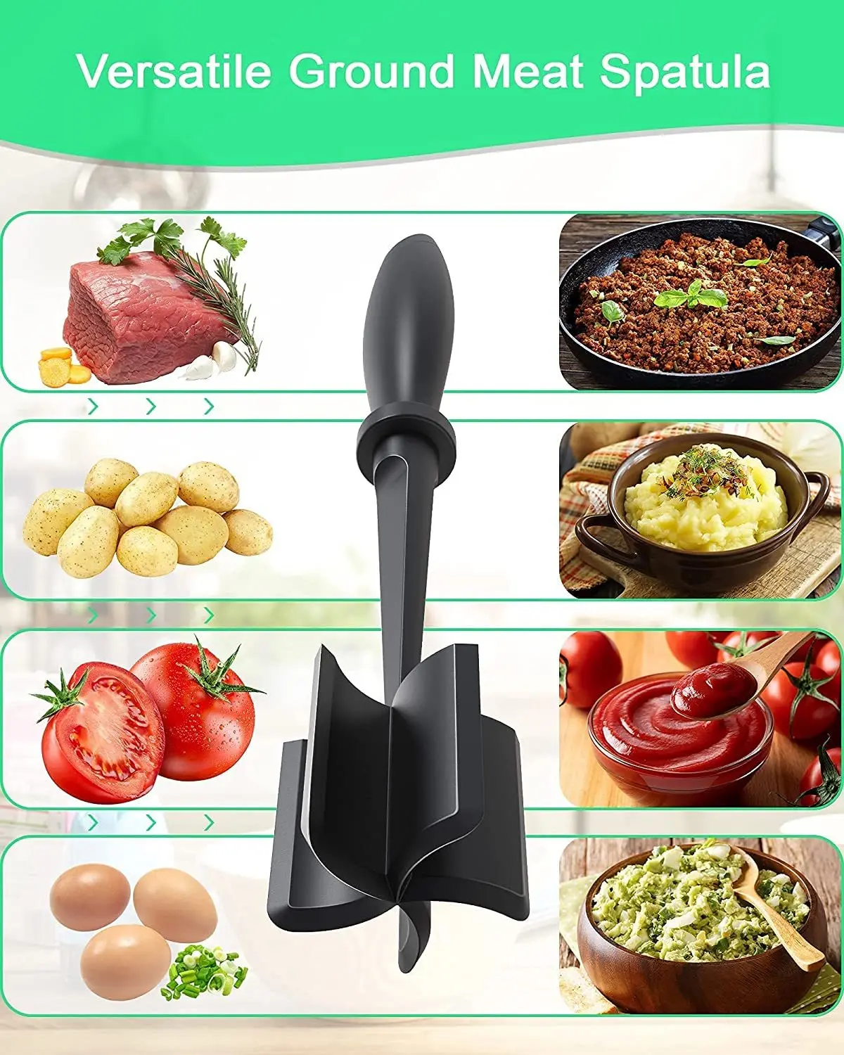 Meat Chopper, Hamburger Chopper, Potato Masher-Professional Multifunctional  Heat Resistant Nylon Ground Beef Smasher Kitchen Tools And Gadgets, ​Safe