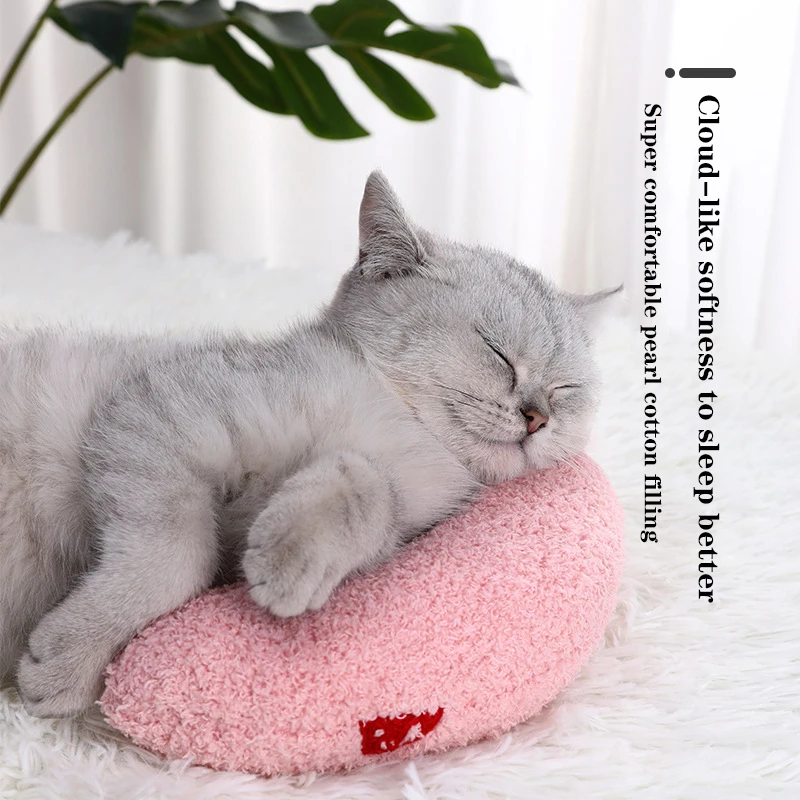 

Pet Sleeping Pillow Ultra Soft Fluffy Dog Cat Fashion Cute U-shaped Pillow Calming Deep Sleep Toy Headrest Small Animal Supplies