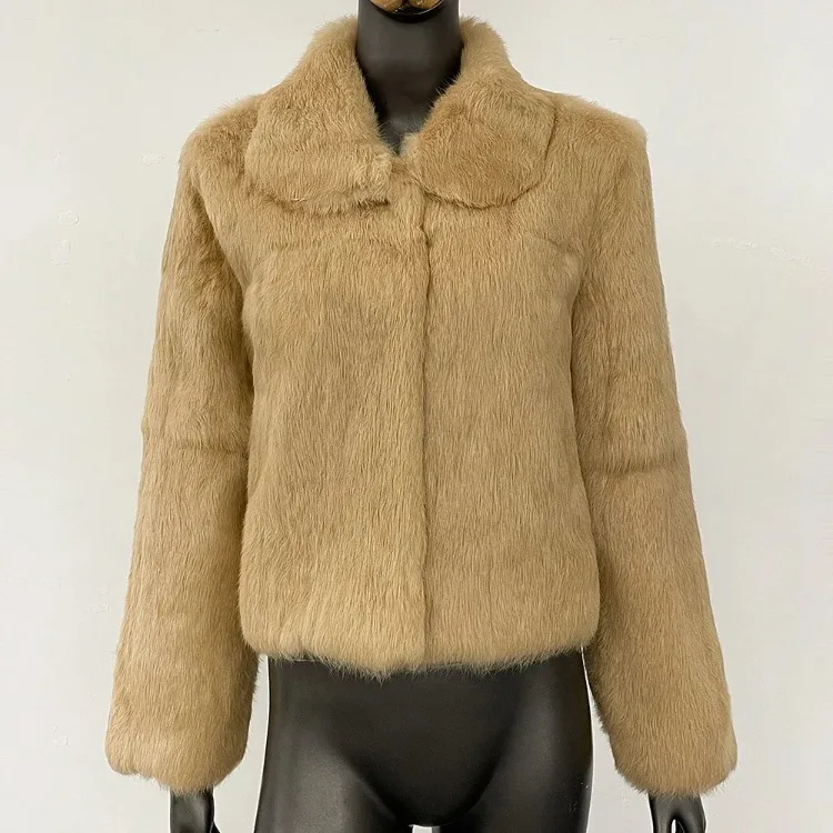 Luxury Rabbit Fur Coat Close-up Fur