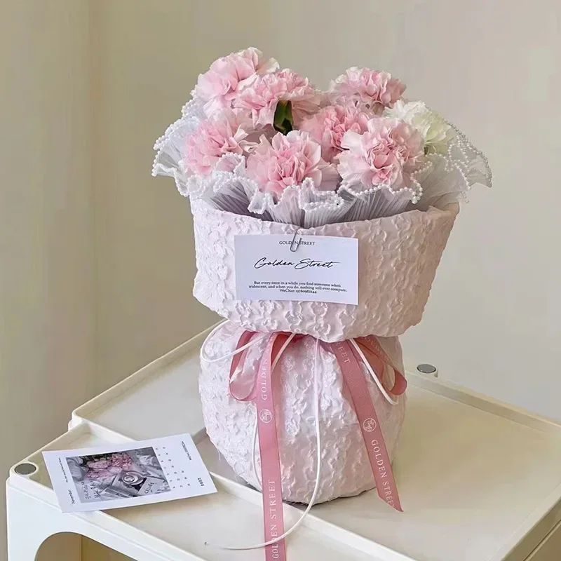 Valentinstag Blume Geschenk papier Welle Garn Blume Verpackung Spitze Mesh Florist Bouquet Geschenk verpackung Geschenk zubehör – Detail 2