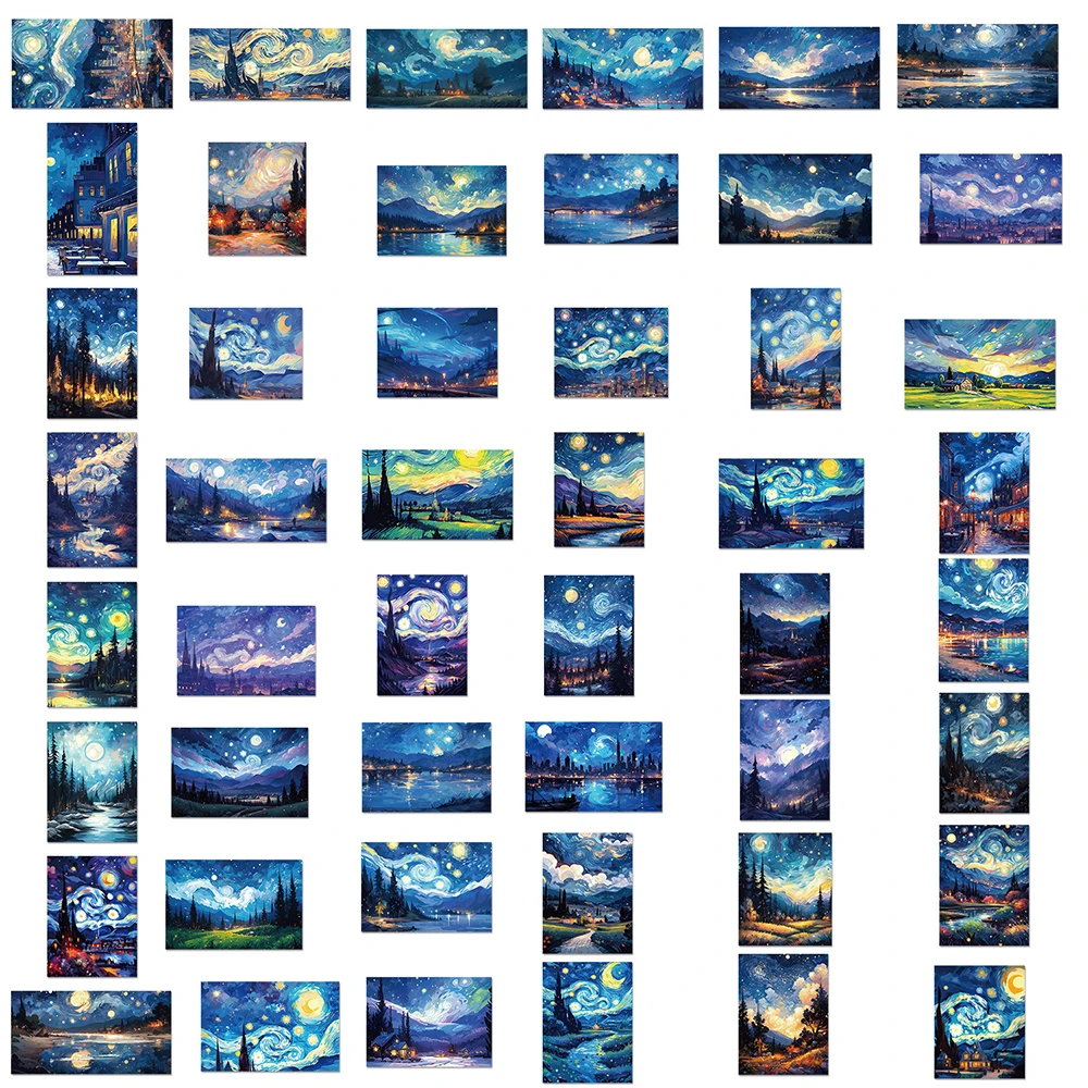 Van Gogh Art Sticker Pack - Aesthetic DIY Decals for Notebooks, Phones, Bikes, and More