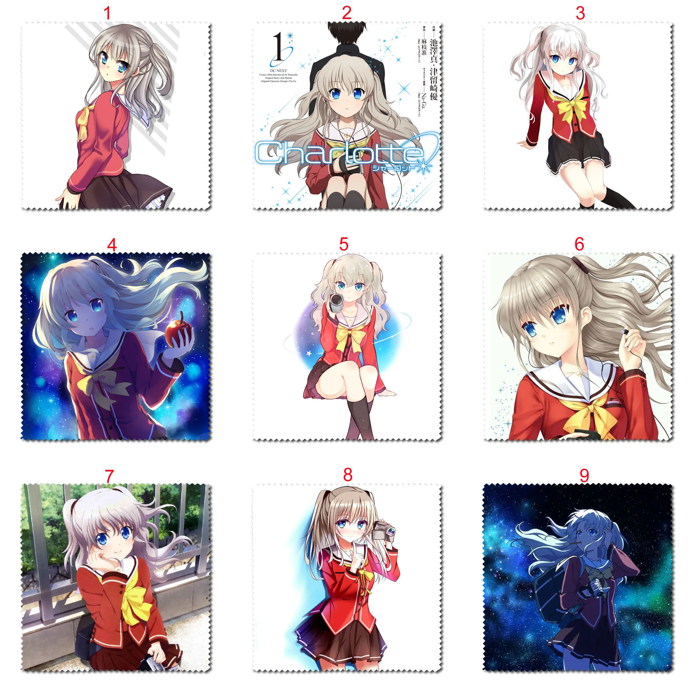 1pc Anime Charlotte Tomori Nao Flannel Glasses Clean Cloth