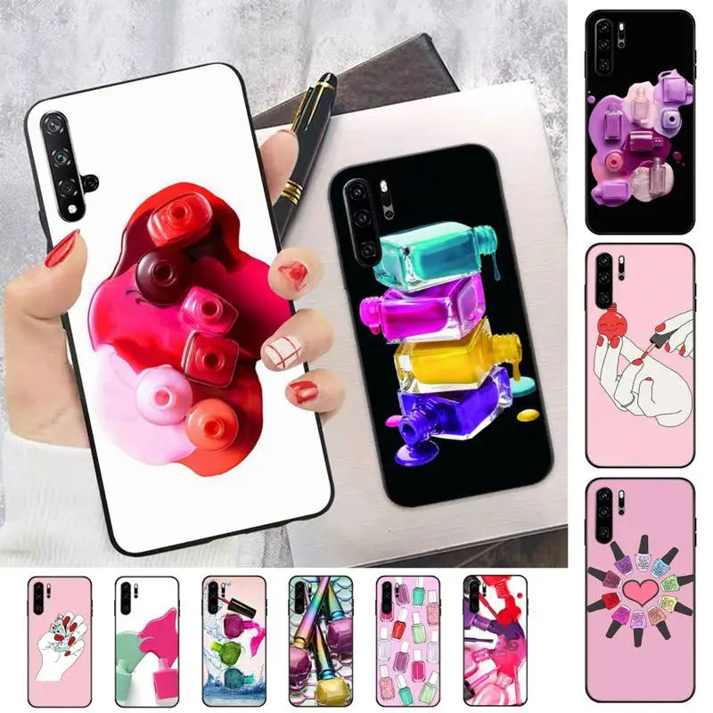 

Art Multicolored Nail Polish Phone Case for Huawei P30 40 20 10 8 9 lite pro plus Psmart2019
