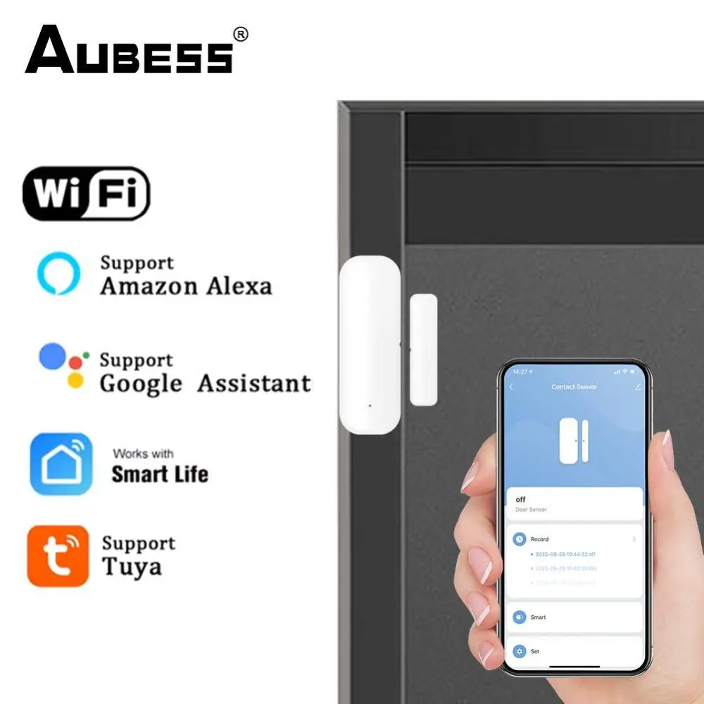 

Tuya Smart WiFi Door Sensor Window Sensor Door Magnetic Alarm Detector Independent Magnetic Sensor Work with Alexa Google Home