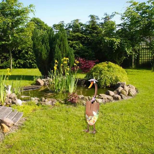 Északi Retro Lapát Kacsa Vasművészeti Kézműves Kert Otthoni Dekoráció Szabadtéri Személyiség Kreatív Szobor Kerti - Image 2