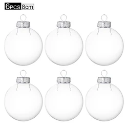 Set of 6 Transparent Fillable Christmas Ornaments - Holiday Tree Decorations and Gift Holders - As pic (A02-6pcs 8cm)