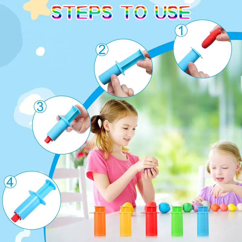 Play Dough Tools Creative Needle Tube Extruders Play Dough Accessories Molds Kids Toddler DIY Art Crafts Toys Clay Extrusion Dough Model Tools