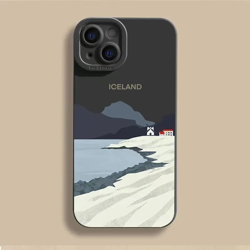 Elegant Oil Painting Road Sign Silicone Phone Case - Soft and Stylish Cover