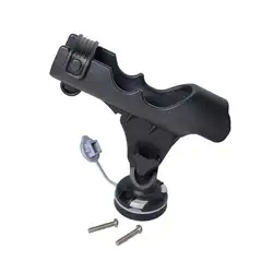 Fishing Rod Holder for Kayaks and Boats with Sliding Rail Attachment (Round Base)