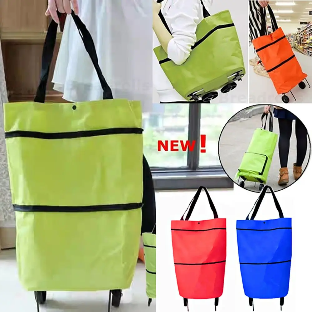 

Lightweight Portable Foldable Reusable Shopping Cart With Wheels Grocery Bags Tote Bags Shopping Bags Trolley Cart