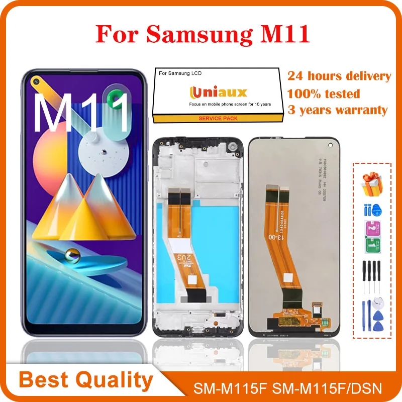 

6.4'' Original For Samsung Galaxy M11 LCD M115 SM-M115 M115F M115G/DS LCD Display Touch Screen Digitizer Glass Assembly Frame