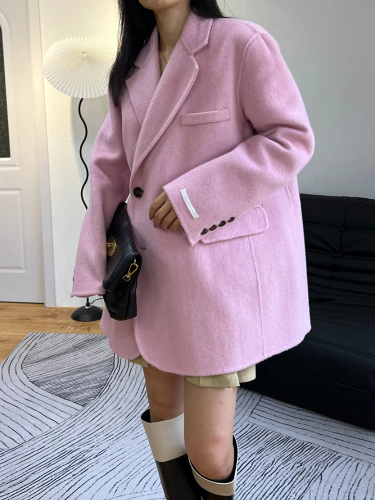 High Quality Pink Color Women Double-sided Wool Rabbit Short
