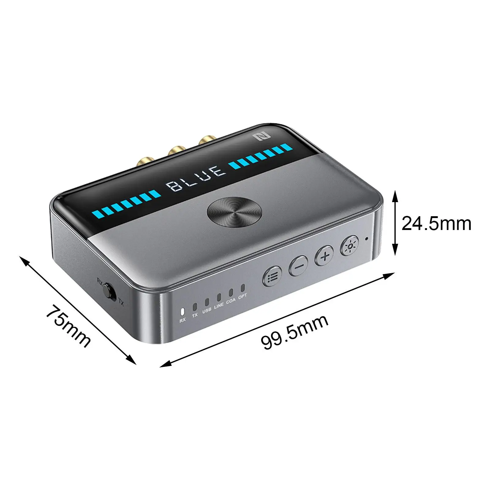 Bluetooth 5.3 Audio Transmitter Receiver Adapter Multifunctional Interface 10x7.5x2.5cm RCA 3.5mm AUX for Computers Professional