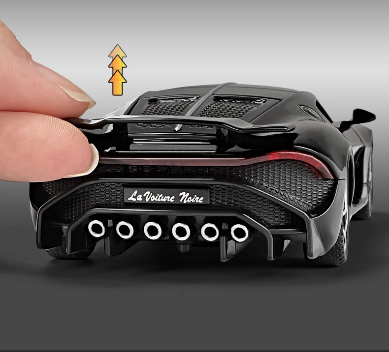 1:32 Bugatti LA VOITURE NOIRE supercar Diecast Metal Alloy Model car Sound  Light Pull Back Collection Kids Toy Gifts A126
