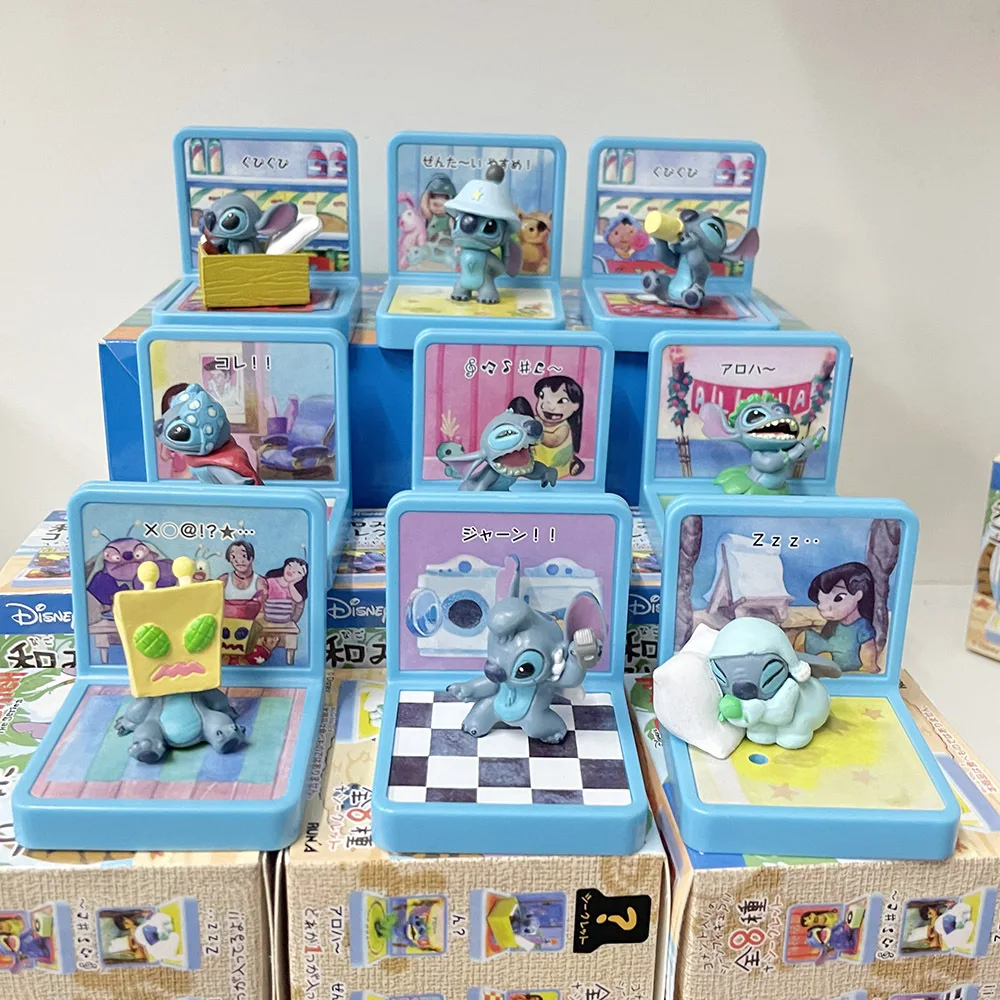 

Hot Disney Lilo Stitch 9pcs Set Life Scene Anime Action Figures Model Doll Collection Cartoon Decoration Figurine Toy Gift