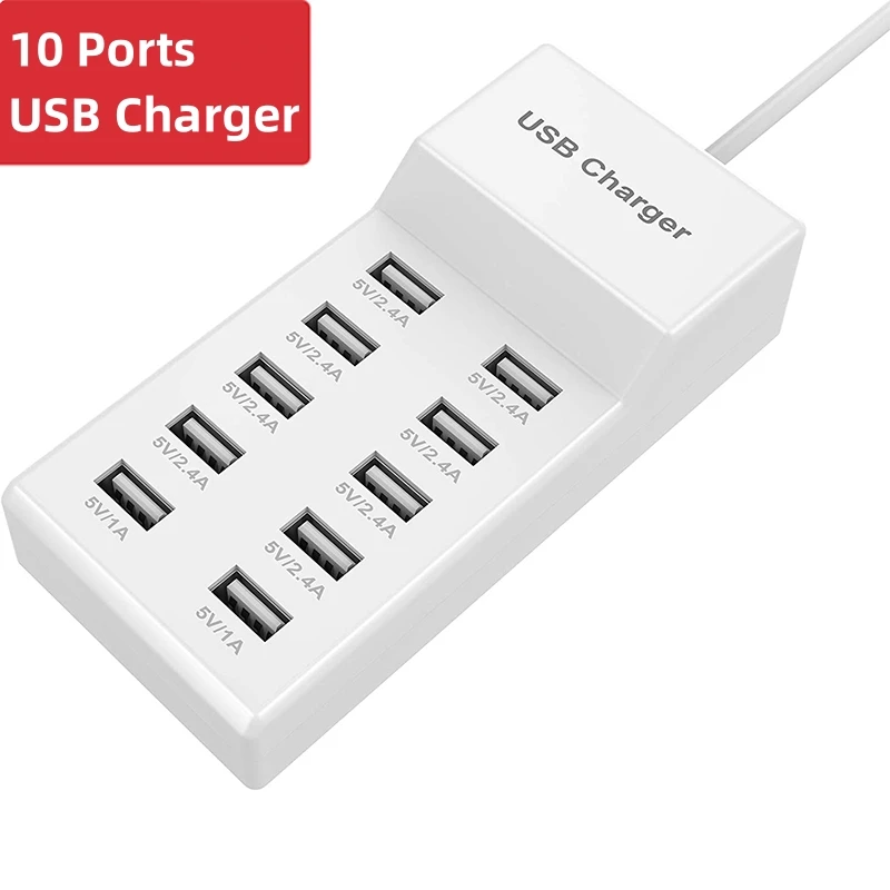 شاحن USB 10 منافذ USB محطة شحن للأجهزة المتعددة 50...