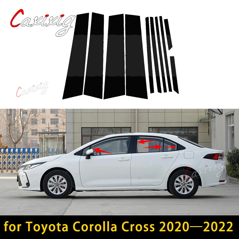 10Pcs Car Door Window Pillar Post Trim Covers Adesivi Decorativi Per Toyota Corolla Cross 2020 2021 2022 2023