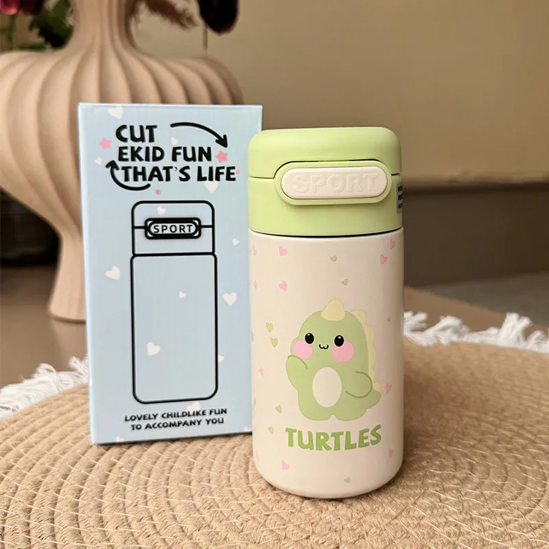 220ml Cartoon Mini Stainless Steel 316 Thermal Flask With Straw Portable Cute Student Kids Pocket Thermal Bottle Travel Tumbler