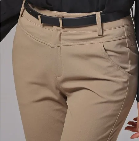 Womens Khaki Black Office Work Dress Pants For Women Formal Straight  Trousers Pocket Slim Fit Suit Pants Korean Femme Pantalon - Pants u0026 Capris  - AliExpress