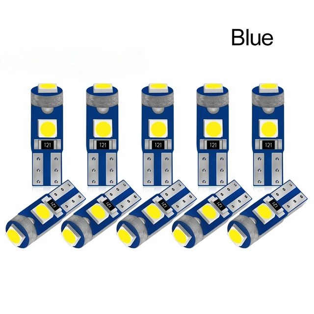 10pcs T5 Led Bulb W3W W1.2W 12V Led Canbus Car Interior Lights Dashboard Warming Indicator Wedge Auto Instrument Lamp 10pcs Blue