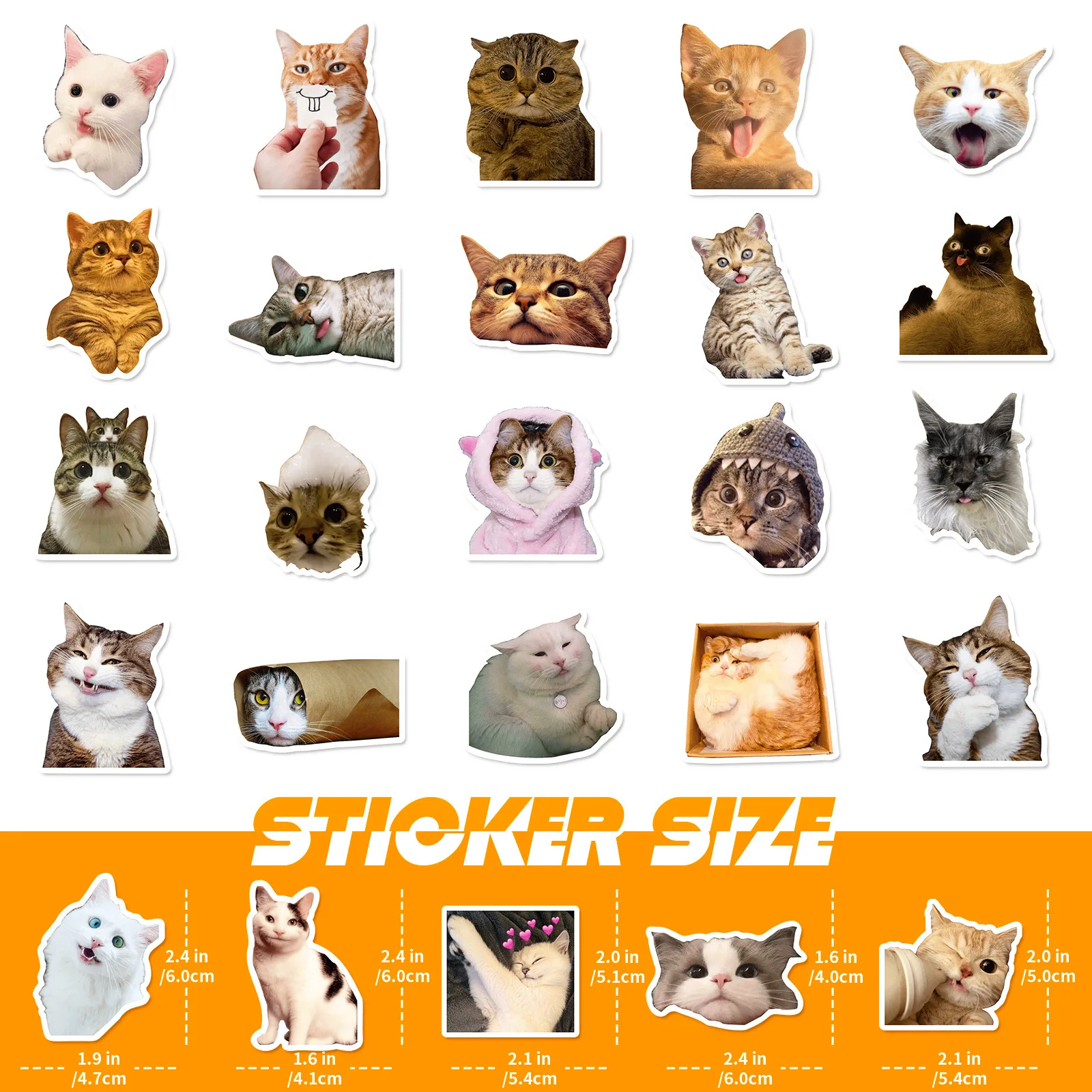 Cat stickers 50Pcs Funny Cat Stickers Adorable Kawaii and Colorful Decals Water Bottles Laptops and phone cartoon decoration stickers cartoon stickers