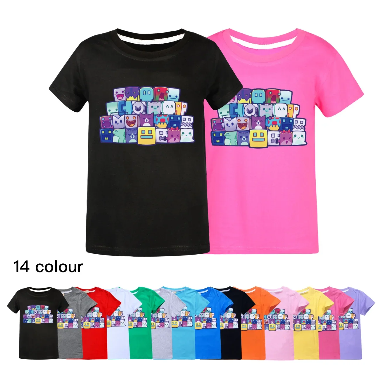 

Angry Geometry Dash Camiseta Kids 2024 Summer Clothes Teenager Boys 100% Cotton T Shirts Baby Girls Cartoon T-shirt Children Tee