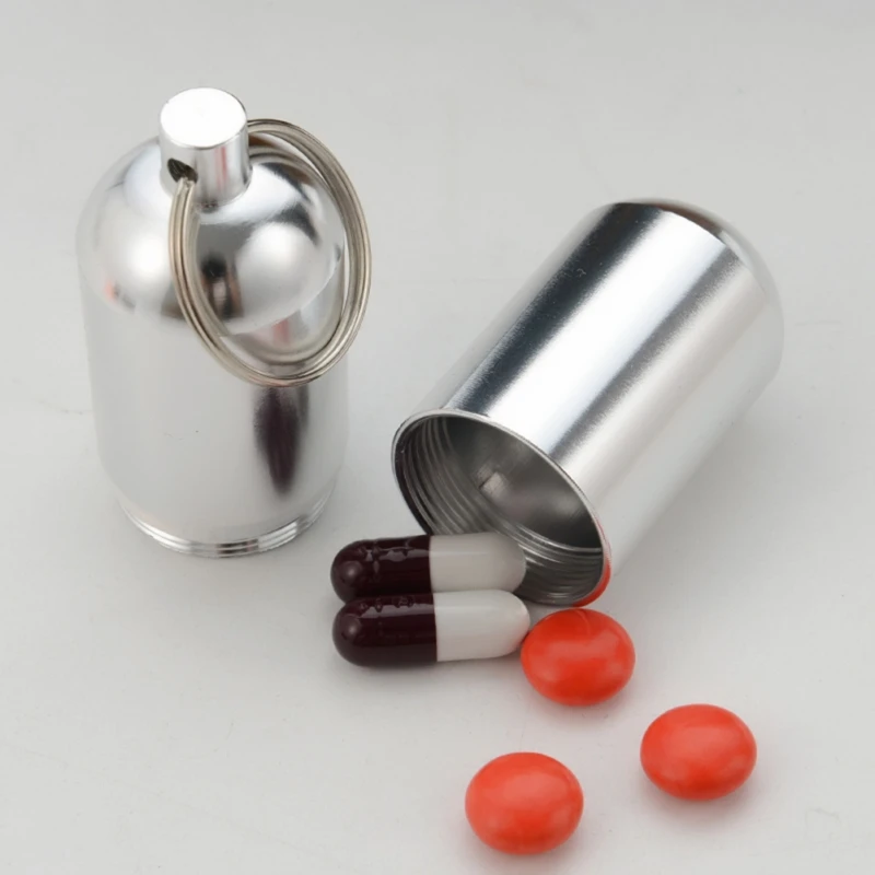 Pill box waterproof aluminum pill box case bottle cache drug holder for traveling camping container keychain medicine box health care