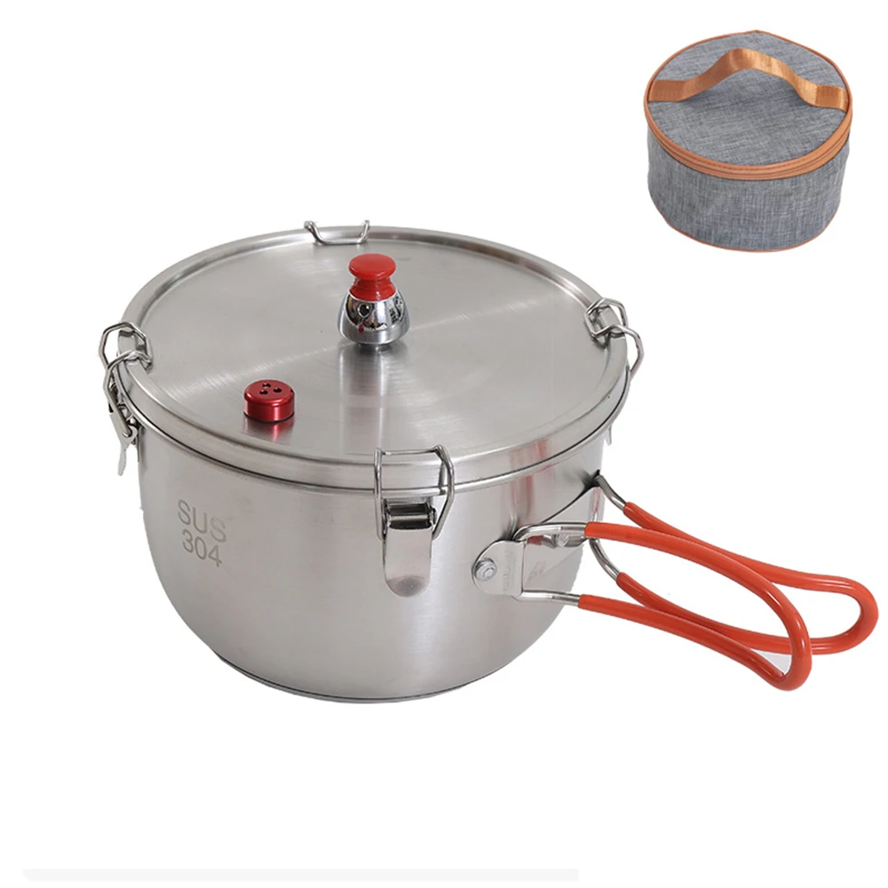 Outdoor Micro Pressure Cooker for Camping, 1-3 Person Stainless Steel Cookware Pot with Storage Carry Bag for Hiking, Picnic Outdoor Micro Pressure Cooker for Camping, 1-3 Person Stainless Steel Cookware Pot with Storage Carry Bag for Hiking, Picnic