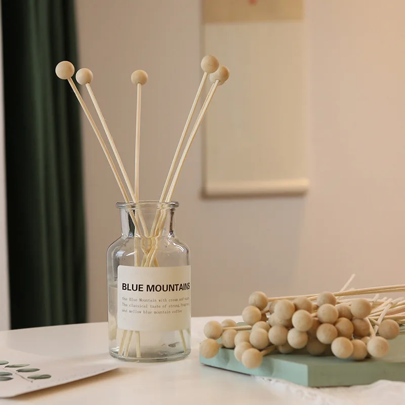 L22cm Natural Wood Ball Aroma Reed Diffuser Sticks Fragrance Diffuser Aromatherapy Rattan Reed Stick DIY Home Decoration