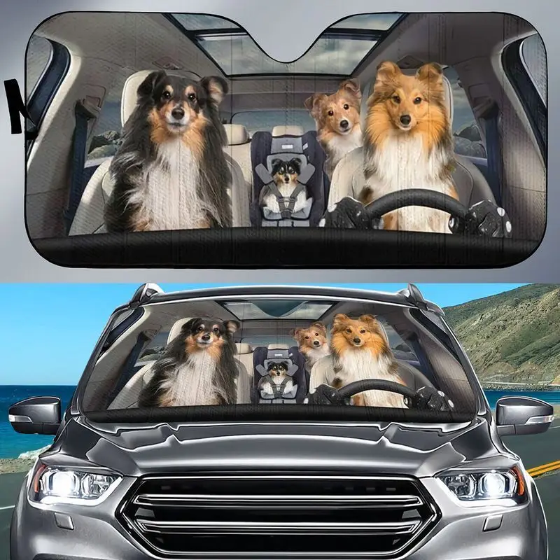 

Shetland Sheepdog Driving Dog Lover Gift Car Windshield Sun Shade