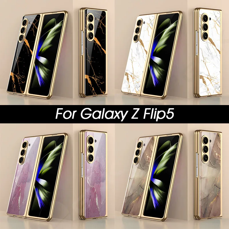 

Роскошный чехол из закаленного стекла с рисунком для Samsung Galaxy Z, Складывающийся чехол с 5 фотографиями, защитный жесткий чехол с рамкой из поликарбоната для Galaxy Z, Fold5
