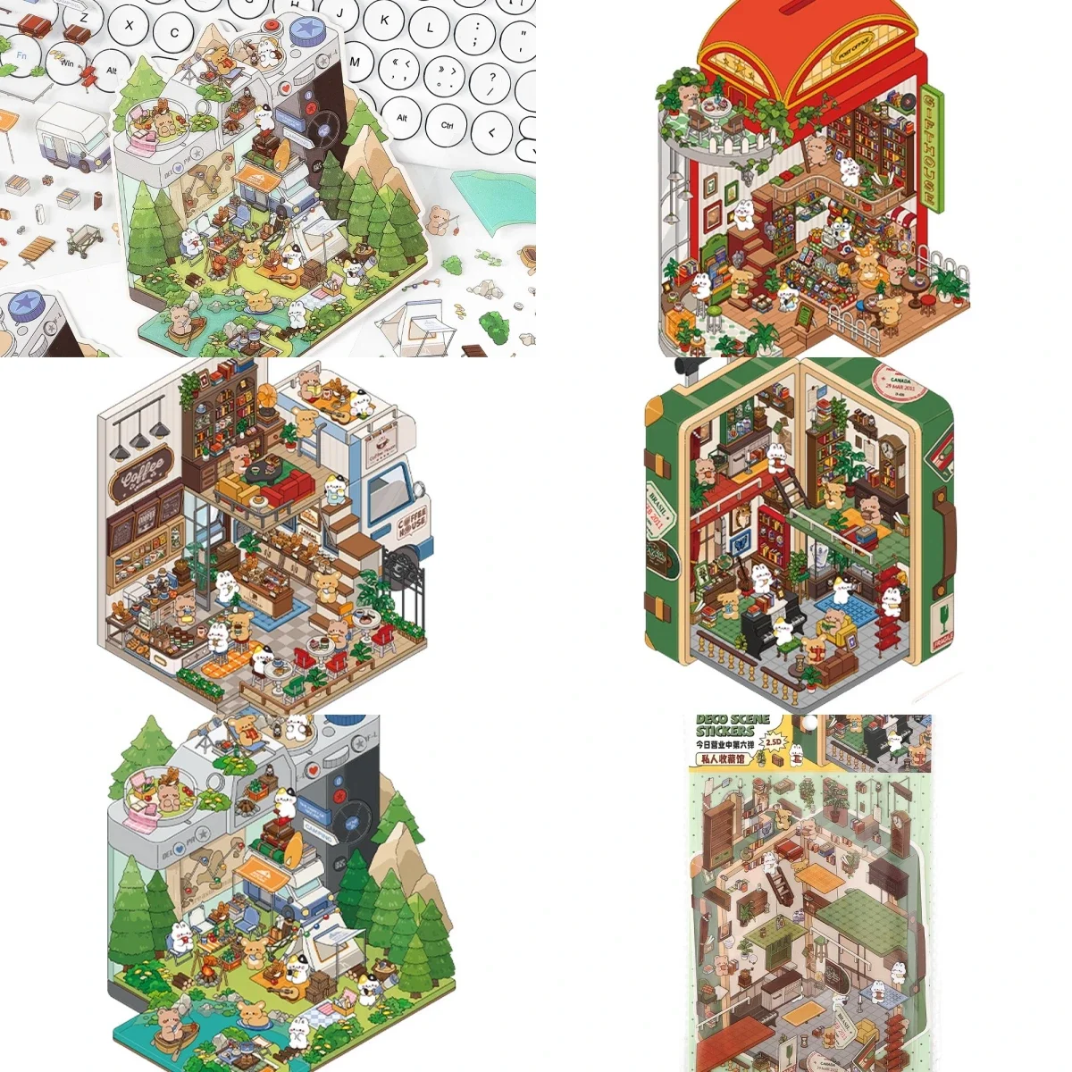 new Infeelme PET 3D Landscape Scenes DIY Cartoon Children Paster Toy Decompression for Adult Material Stickers Scrapbooking
