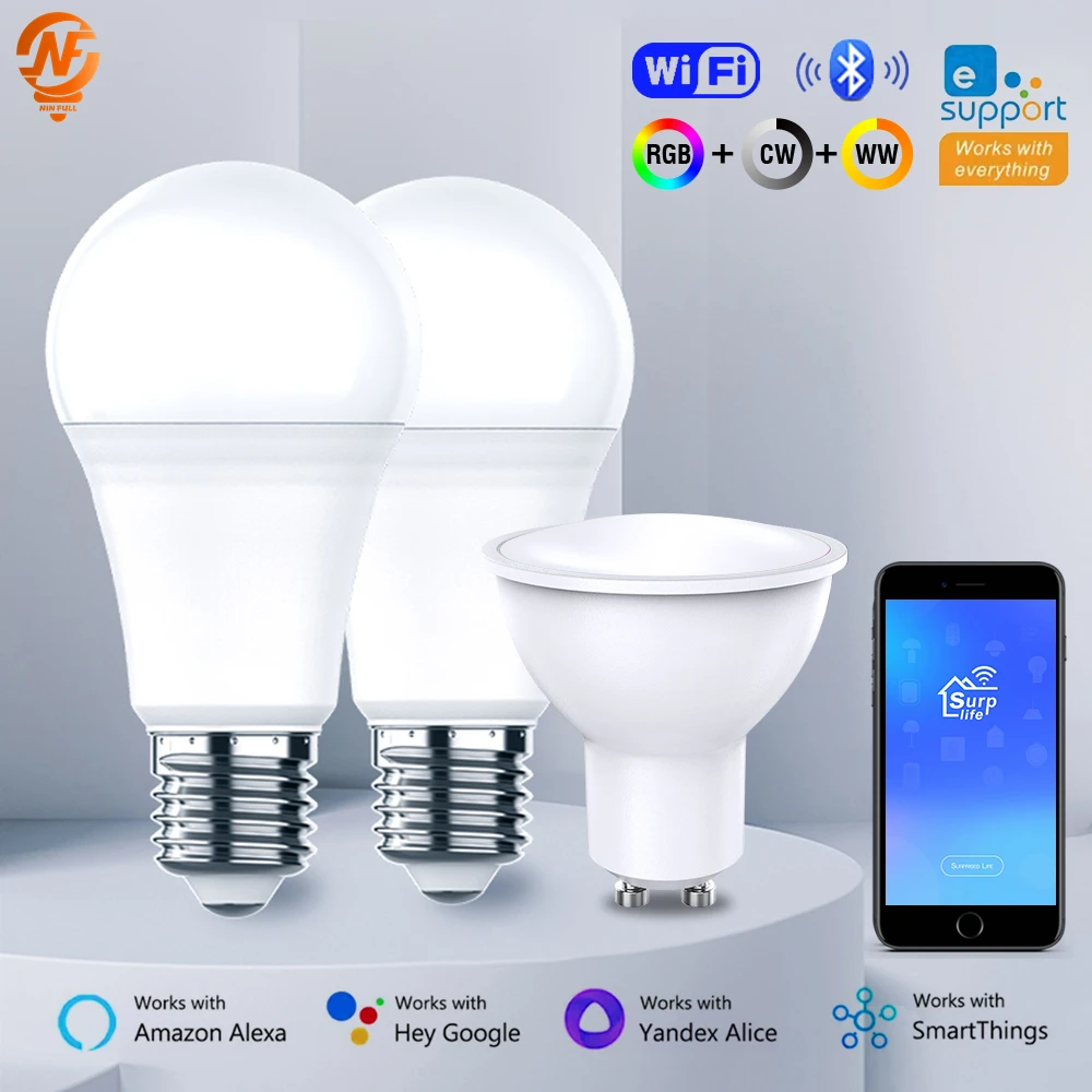 Smart RGB LED Light Bulbs - WiFi & Bluetooth Enabled for Smart Home Integration