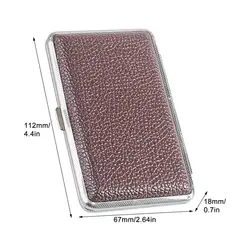 Compact Premium Leather Cigarette Carrying Case with Metal Frame (Brown)