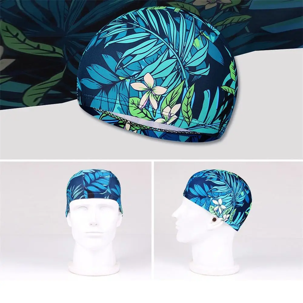 Atmungsaktive Schwimmen Kappe Frauen Blumen Gedruckt Lange Haar Kappe Schnell Trocken Sport Turban Elastische Nylon Bade Hut Schwimmen Pool Zubehör – Detail 8