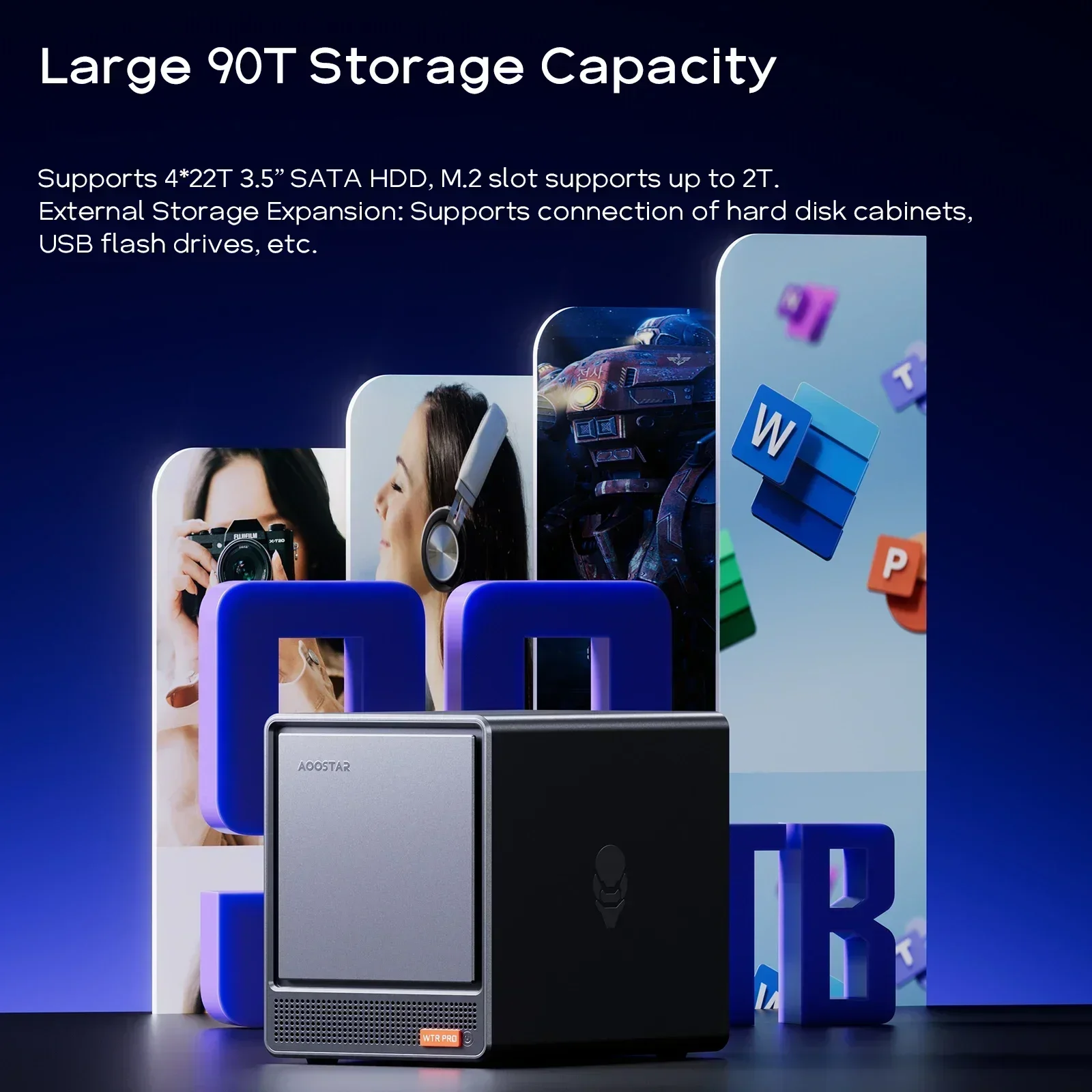 WTR PRO Intel N100 N150 Mini PC Ryzen 7 5825U with 4 Bay Nas DDR4 16GB 500GB SSD 2.5G LAN Game Computer Support 2.5/3.5 "HDD 3
