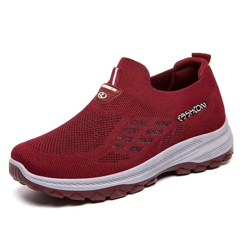 Spring New Women's Flat Shoes Breathable High Heels Casual Shoes Lazy Soft Bottom Hiking Mom's Women's Shoes 4