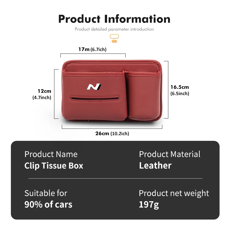 현대 N 라인 Tuscon NX4 I20 I30 I10 Sonata Elantra 용 다기능 자동차 중간 팔걸이 보관 가방 티슈 보관