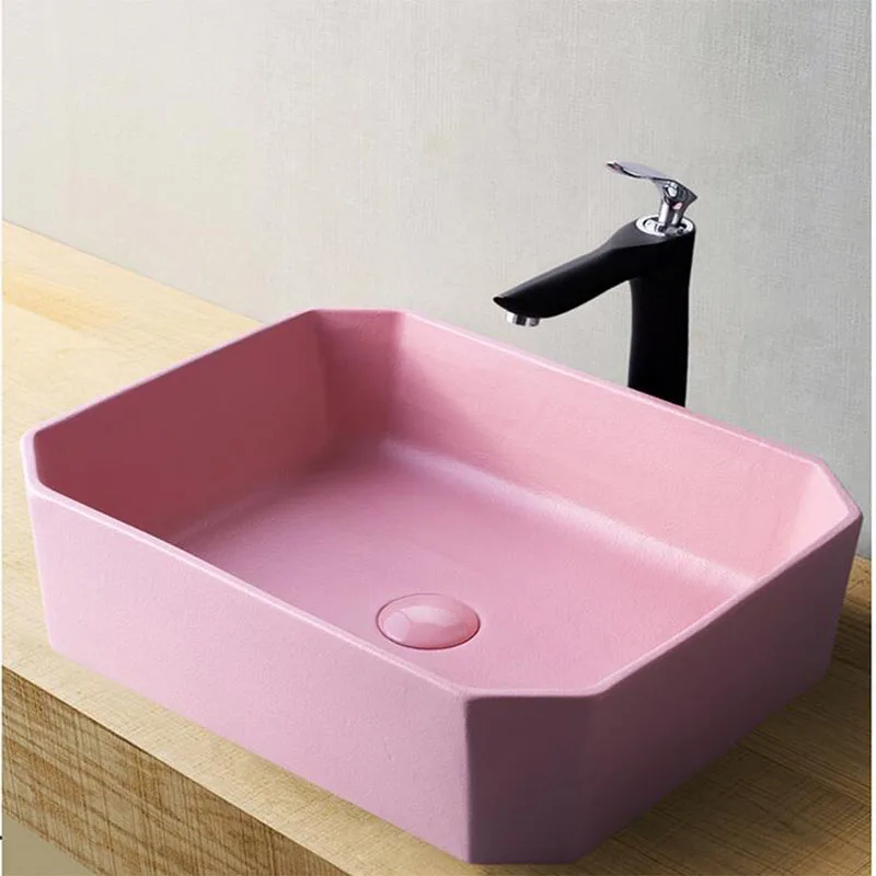Simple Household Ceramic Washbasin Toilet Bathroom Small Utensils Sink Bowl Pink Basin Washbasin Bathroom Sink 4