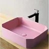 Simple Household Ceramic Washbasin Toilet Bathroom Small Utensils Sink Bowl Pink Basin Washbasin Bathroom Sink 4