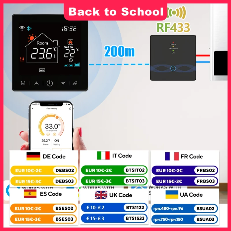 Tuya Smart Home Wifi Wireless Thermostat RF Battery Gas Boiler Water Heating Digital Temperature Controller Alexa Google Home smart thermostat thermostatic valve controller temperature controller smart thermostat socket