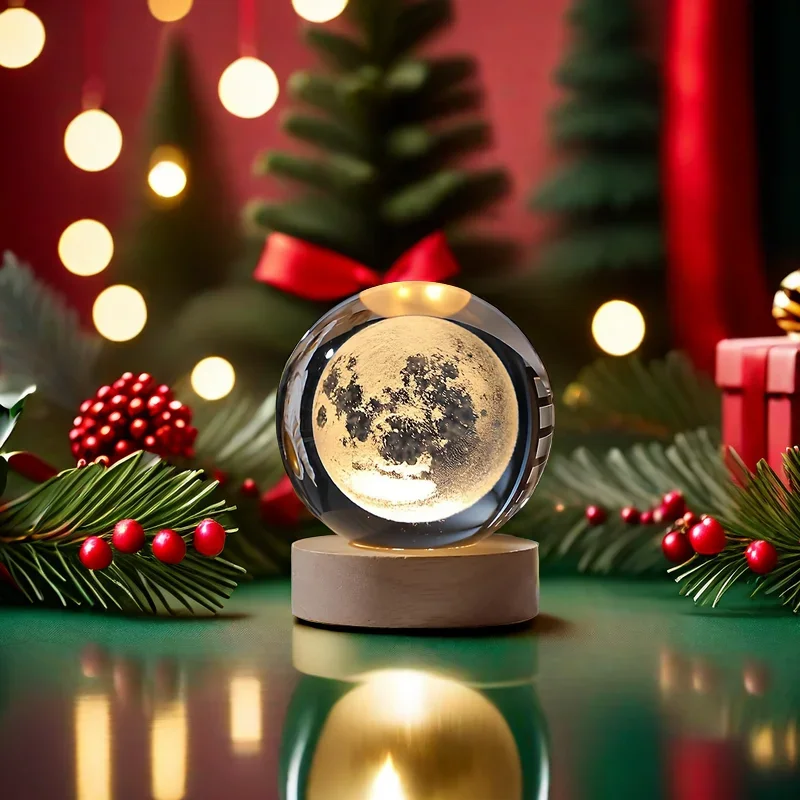 3D crystal ball lights with Milky Way and planetary projection USB nightlight atmosphere plasma balls for Christmas gifts