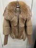2023 Large Real Silver Fox Fur Collar with Knit Sleeve  Winter Women Coat White Duck Down Jacket Super Fashion Outerwear Luxury 2