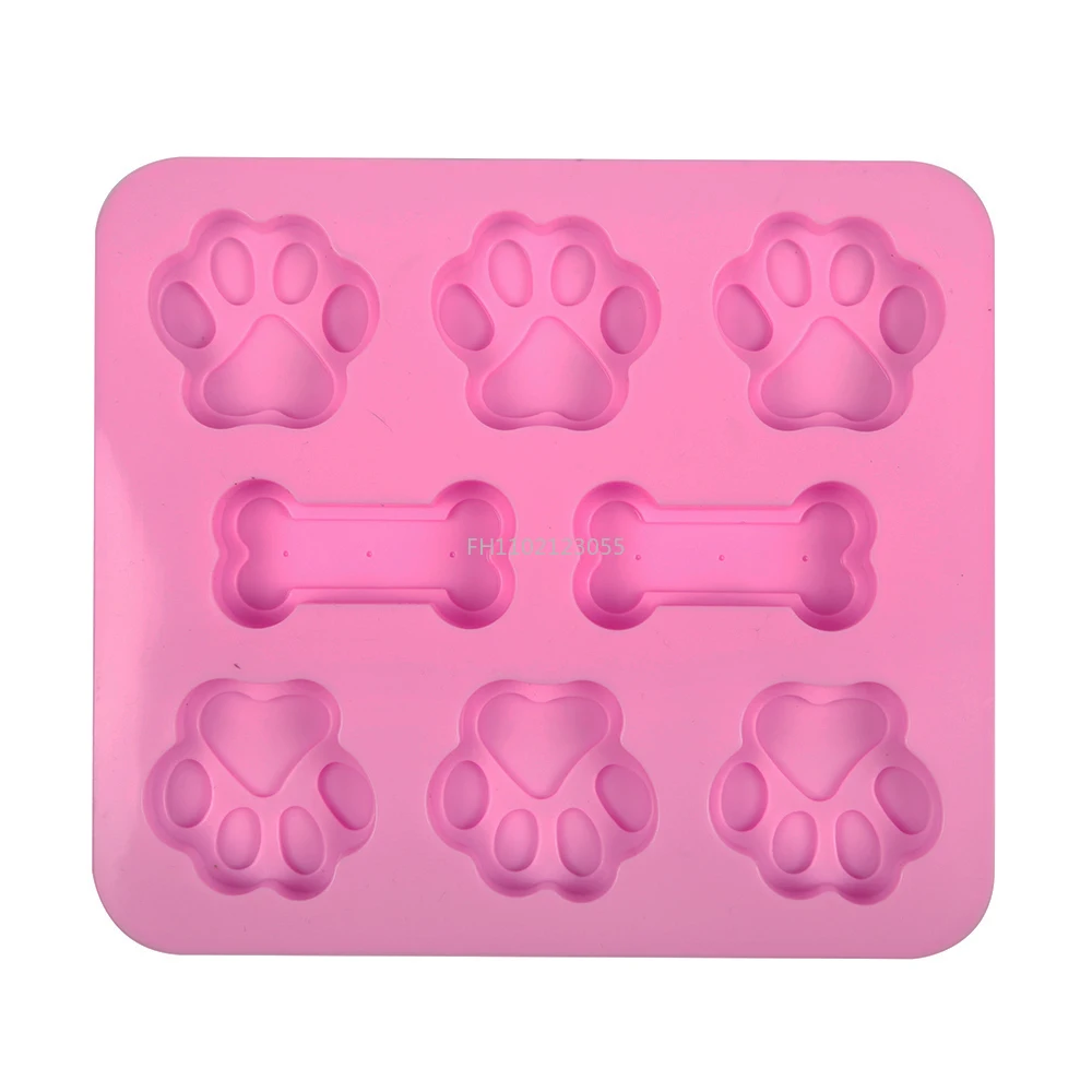 Dog Footprint Silicone Mold Cake Molds Bone Cookie Cutter Fondant 3D DIY Cat Paw Silicone Bakeware Molds Cake Baking Accessories