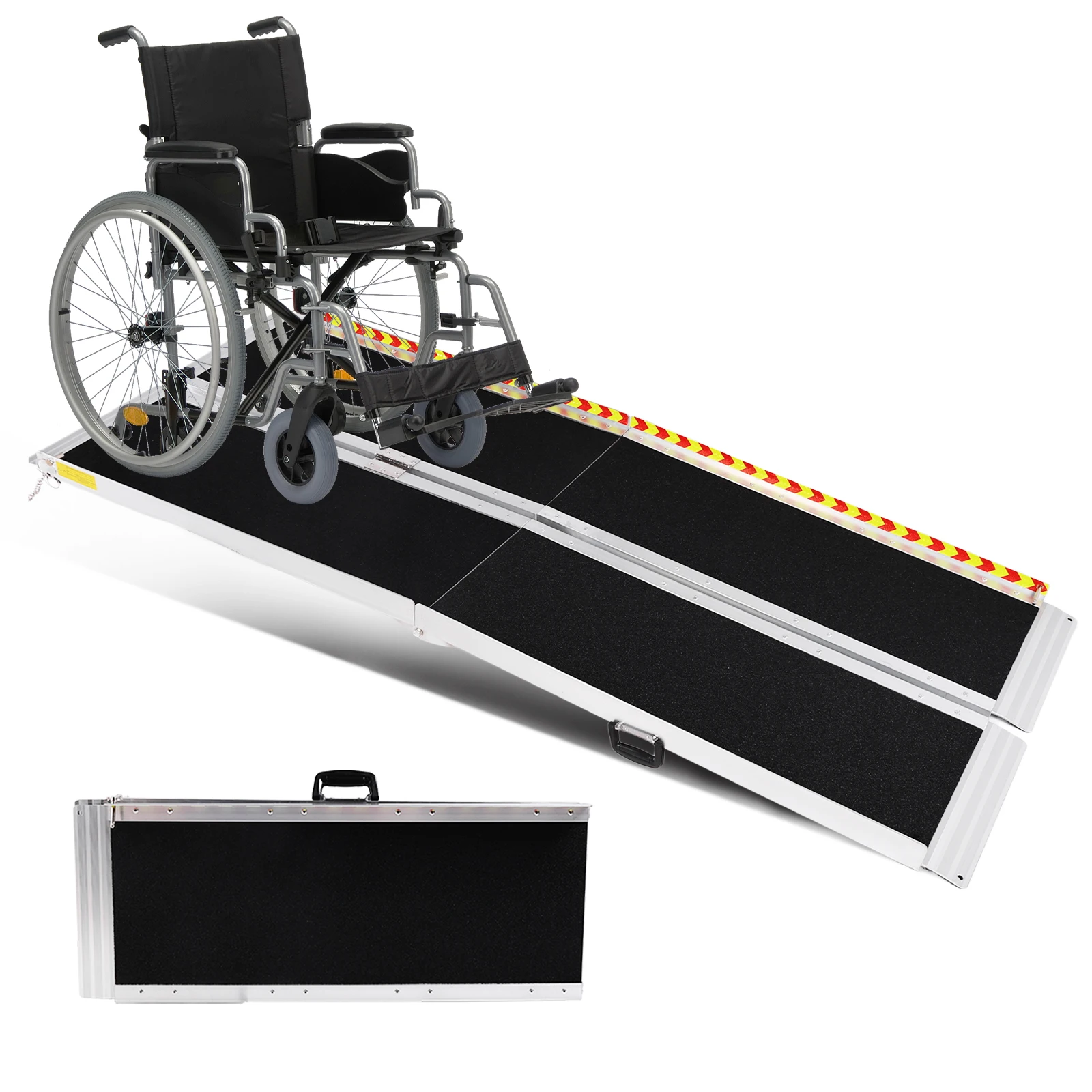 Portable Wheelchair Ramp Folding Non-Slip Aluminum Door Threshold Wheelchair Ramp Wheel Chair Ramp for Home Steps Stairs Entry T