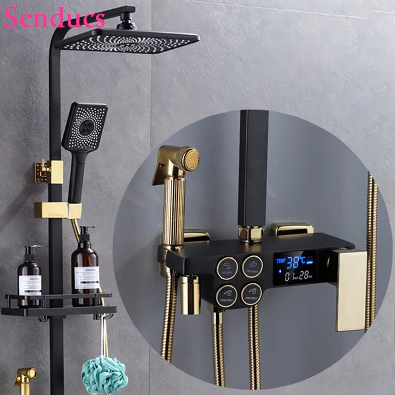 

Hot and Cold Digital Display Shower Faucet Set Shower Mixer Crane Shower Bath Faucet Bathtub Shower Mixer Taps Brass Shower Set