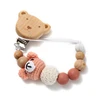 Baby Beech Wood Pacifier Clip Cartoon Animal Crochet Beads Silicone Nipple Chain For Teether Nursing Toys Baby Pacifier Chain 5